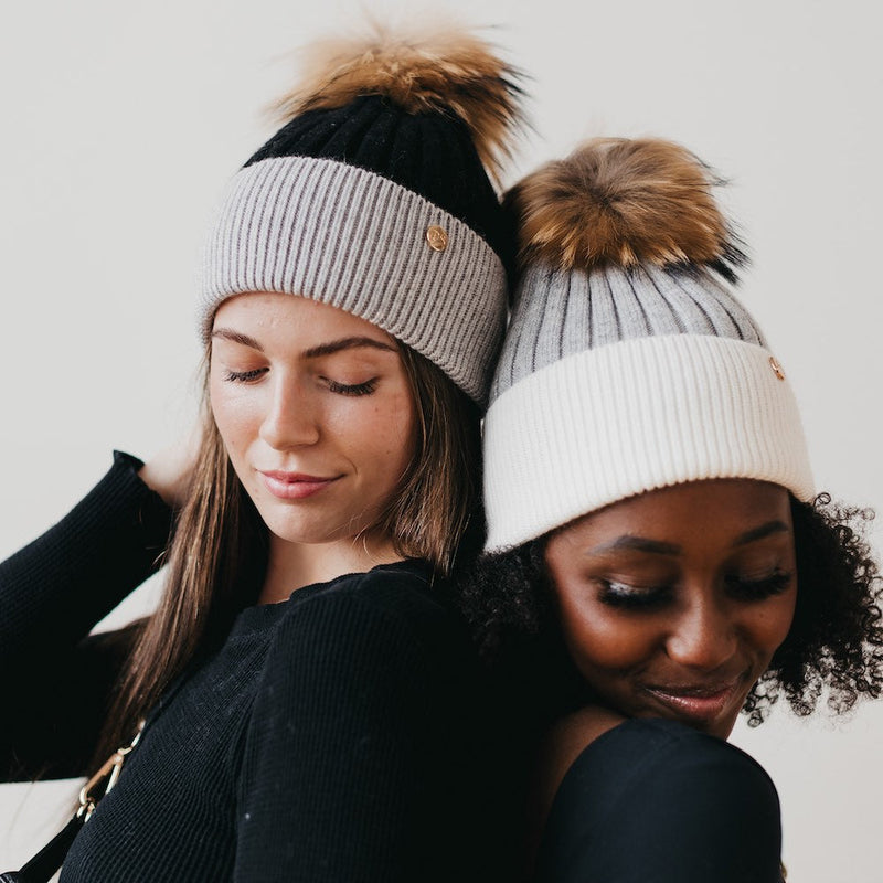 Hat Angora beanie with 2 removable fur pom pom Double Fur Pom, Angora Knit Beanie – Pretty Simple main image 4