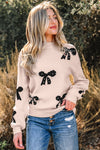 Eleanor Bow Pattern Loose Sweater - B.You Boutique & Boji Balloon Bar