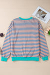 Elliana Stripe Crossed Stitch Drop Shoulder Sweatshirt