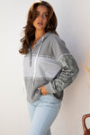 Taytum Patchwork Drawstring Hooded Long Sleeve Top - B.You Boutique & Boji Balloon Bar