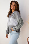 Taytum Patchwork Drawstring Hooded Long Sleeve Top - B.You Boutique & Boji Balloon Bar