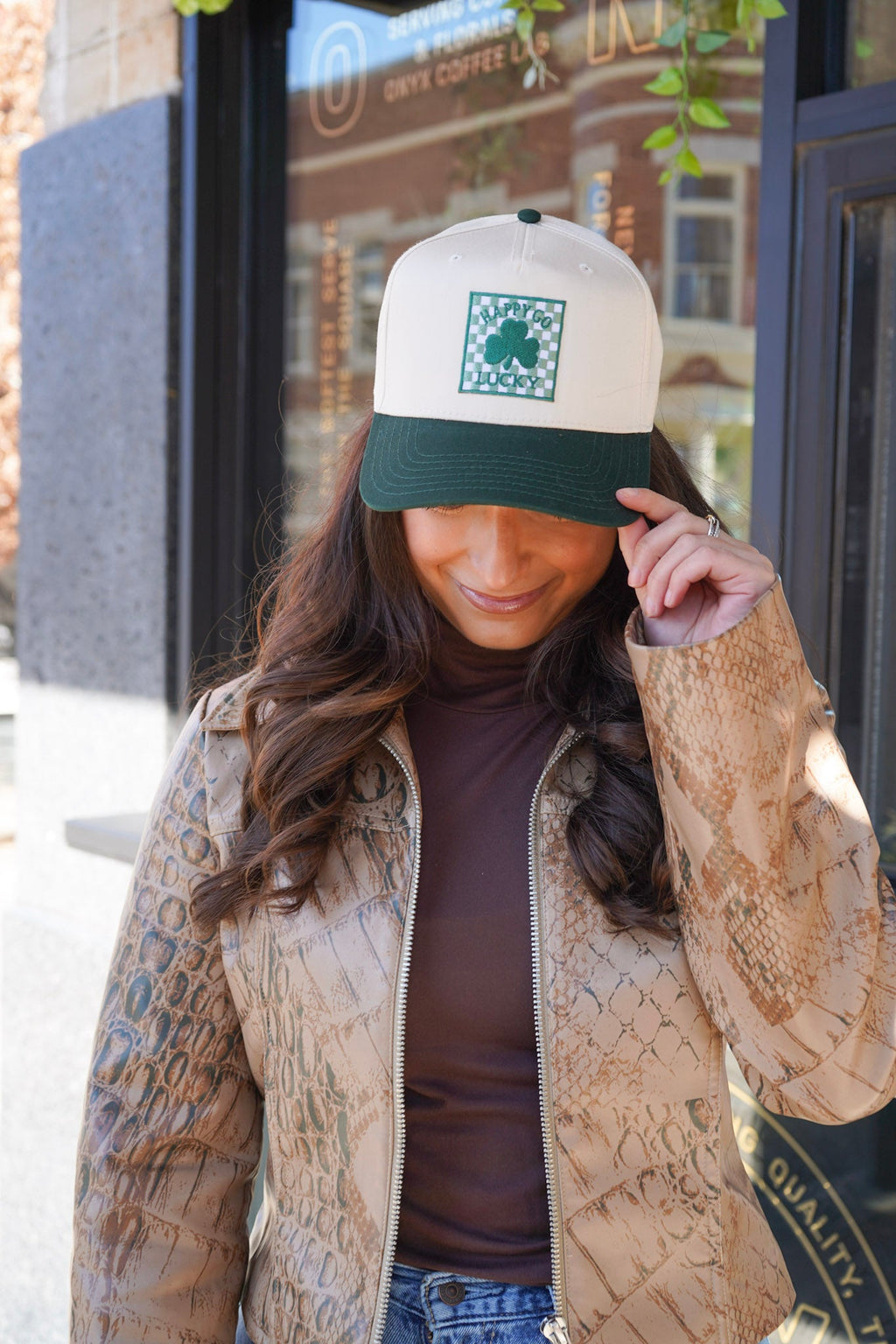 Happy Go Lucky - Green Vintage Trucker Hat - B.You Boutique & Boji Balloon Bar