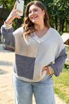 Elaina Plus Size Textured V Neck Top