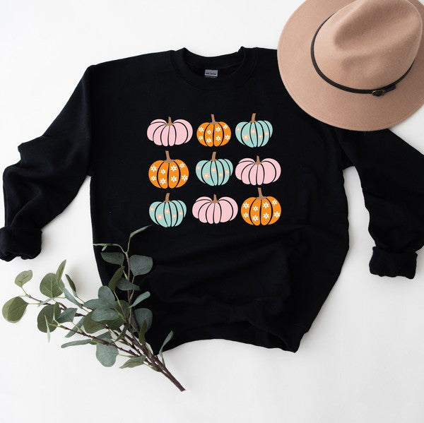 Floral Pumpkins Chart Graphic Sweatshirt