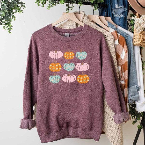 Floral Pumpkins Chart Graphic Sweatshirt