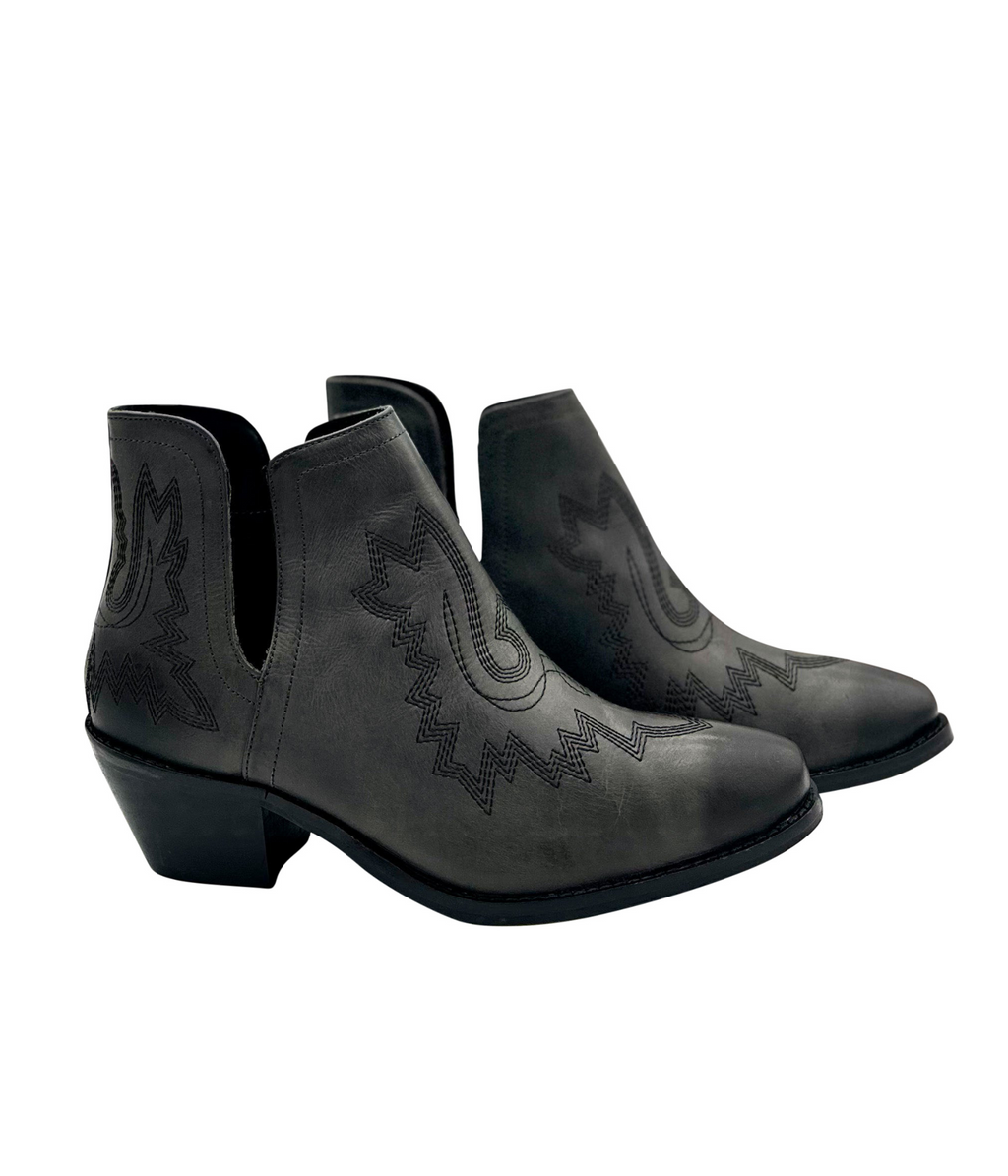 Black Kickin' western embroidered leather bootie front view