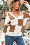 Julia Checkered Button Sweater Cardigan