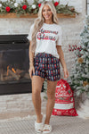 Sylvia Claus Plaid Letter Tee