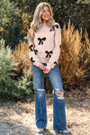 Eleanor Bow Pattern Loose Sweater - B.You Boutique & Boji Balloon Bar