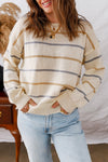 Eden Striped Ribbed Edge Drop Shoulder Sweater - B.You Boutique & Boji Balloon Bar