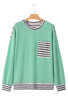 Claire Contrast Striped Patchwork Long Sleeve Top