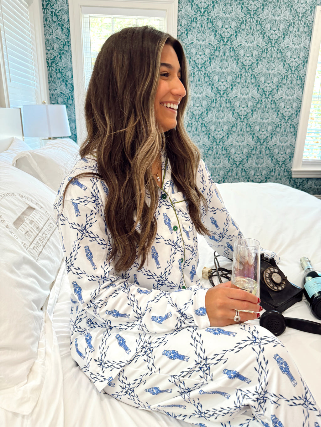 Buttery Soft Bamboo Blue Christmas Nutcracker Pajama Set