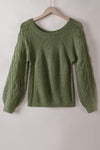Lia Hollow-out Puffy Sleeve Knit Sweater - B.You Boutique & Boji Balloon Bar