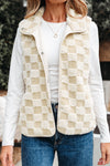 Stevie Sherpa Checkerboard Button Vest With Pocket - B.You Boutique & Boji Balloon Bar