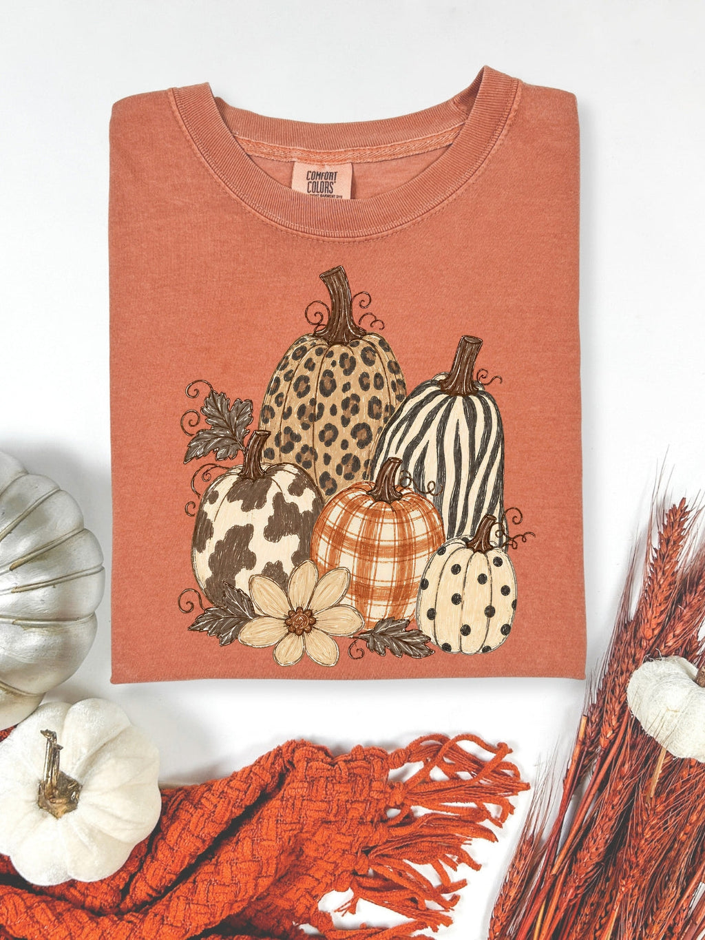 Retro Fall Pumpkin Set Comfort Colors Graphic Tee - women's boutique fall graphic apparel
