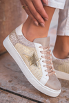 Clare Gold Glitter Star Lace-up Sneakers - B.You Boutique & Boji Balloon Bar