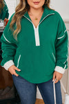 Ava Contrast Trim Fleece Plus Sweatshirt