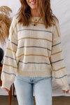 Eden Striped Ribbed Edge Drop Shoulder Sweater - B.You Boutique & Boji Balloon Bar
