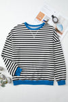 Elliana Stripe Crossed Stitch Drop Shoulder Sweatshirt