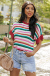 Molly Sleeve Colorful Textured Sweater