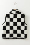 Mindi Checkered Sherpa Collared Jacket Vest - B.You Boutique & Boji Balloon Bar