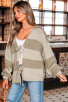 Amara Striped Knit Bow Tie Front Sweater Cardigan