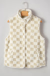 Stevie Sherpa Checkerboard Button Vest With Pocket - B.You Boutique & Boji Balloon Bar