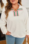 Aria Striped Collar Baggy Sweatshirt