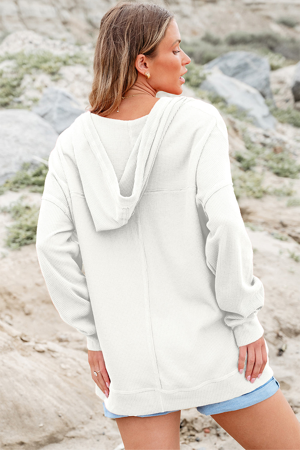 Mara Shoulder Exposed Seam Hoodie - B.You Boutique & Boji Balloon Bar