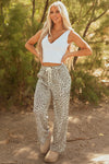 Mabel Leopard Drawstring Elastic Waistband Loose Pants - B.You Boutique & Boji Balloon Bar