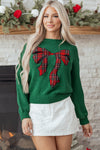 Monamara Bow Graphic Christmas Sweater - B.You Boutique & Boji Balloon Bar