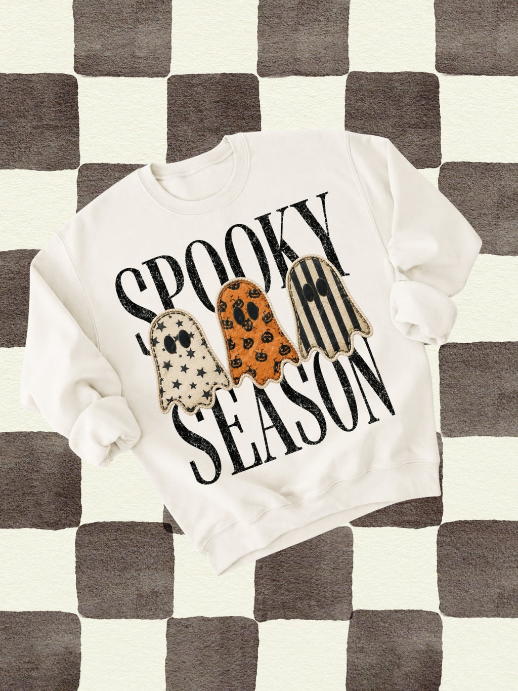 Retro Ghost Spooky Season Graphic Crewneck Sweatshirt - women's fall graphic apparel