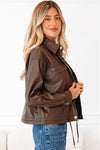 Mila Drawstring Hem Leather Jacket