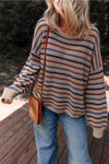 Emery Striped Knitted Drop Shoulder Round Neck Sweater - B.You Boutique & Boji Balloon Bar