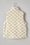 Stevie Sherpa Checkerboard Button Vest With Pocket - B.You Boutique & Boji Balloon Bar