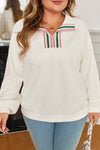 Aria Striped Collar Baggy Sweatshirt