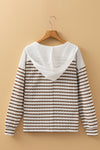 Ayla Stripe Textured Hooded Long Sleeve Top