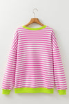 Elliana Stripe Crossed Stitch Drop Shoulder Sweatshirt