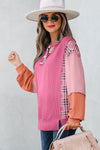 Maddie Texture Colorblock Patchwork Long Sleeve