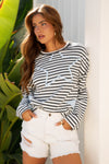 Morgan Stripe Starry Patch Casual Knit Top