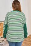 Green Stripe Exposed Seam Patchwork Plus Size Thermal Top - B.You Boutique & Boji Balloon Bar