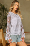 Tassa Mesh Flounce Sleeve Blouse - B.You Boutique & Boji Balloon Bar