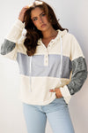 Taytum Patchwork Drawstring Hooded Long Sleeve Top - B.You Boutique & Boji Balloon Bar