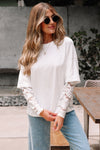 Hallie Lace Long Sleeve Insert Drop Shoulder Top - B.You Boutique & Boji Balloon Bar