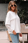 Hallie Lace Long Sleeve Insert Drop Shoulder Top - B.You Boutique & Boji Balloon Bar