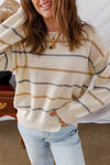 Eden Striped Ribbed Edge Drop Shoulder Sweater - B.You Boutique & Boji Balloon Bar