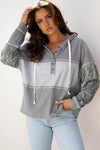 Taytum Patchwork Drawstring Hooded Long Sleeve Top - B.You Boutique & Boji Balloon Bar