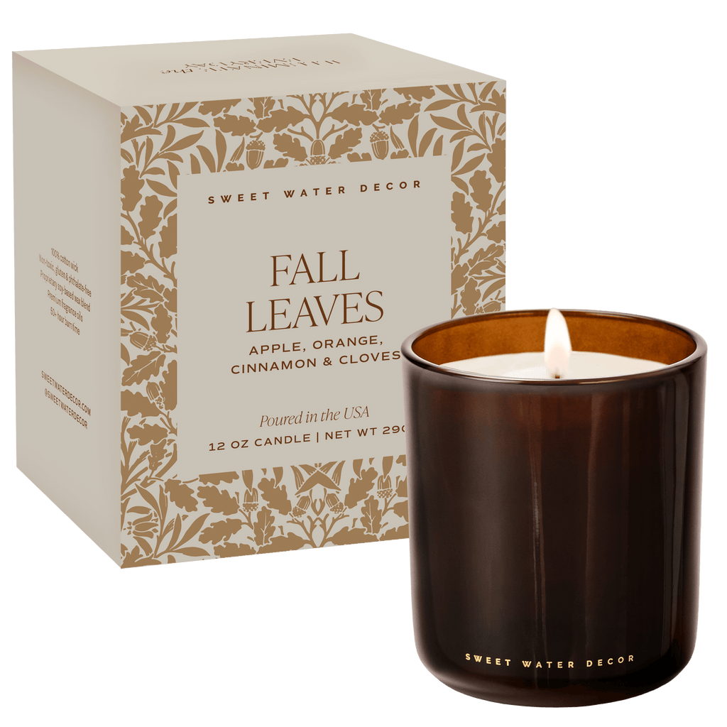 Fall Leaves apple cinnamon soy candle in amber glass jar