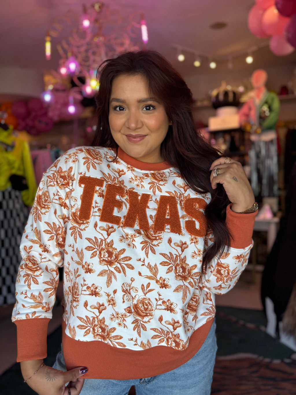 Brianna Cannon TEXAS FLORAL TOILE SWEATSHIRT at B.You Boutique