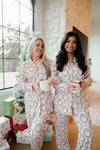 Buttery Soft Bamboo Pink Christmas pajama set, Printed with Santa’s and bows